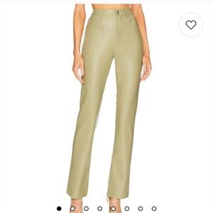 We Wore What revolve faux leather green oat kick flare pants size 27‎ minimalist